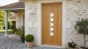Porte d'entrée bois modèle 060 sur mesure — photo d'ambiance, chêne verni