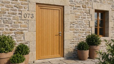 Porte d'Entrée Bois Sur Mesure – Pleine Style Fermière, Lames Verticales
