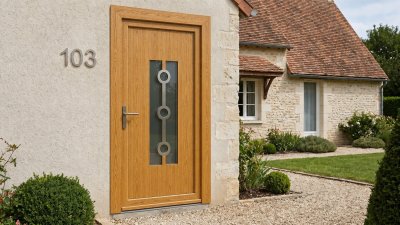 Porte d'Entrée Bois Sur Mesure – Vitrée Design, Haut Vitrage et 3 Anneaux