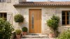 Porte d'entrée bois modèle 118 sur mesure — photo d'ambiance, chêne verni