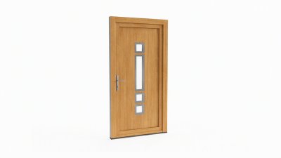 Porte d'entrée bois modèle 001 sur mesure — dessin du modèle, chêne verni