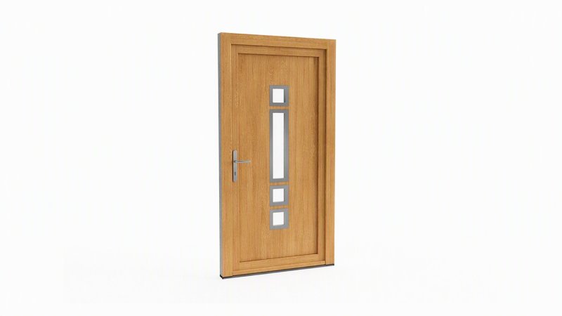 Porte d'entrée bois modèle 001 sur mesure — dessin du modèle, chêne verni