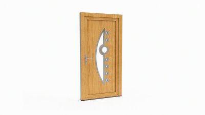 Porte d'entrée bois modèle 003 sur mesure — dessin du modèle, chêne verni