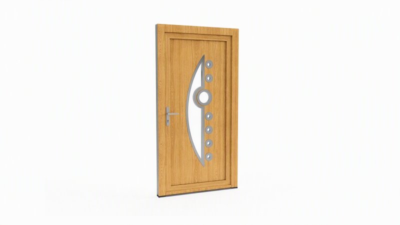 Porte d'entrée bois modèle 003 sur mesure — dessin du modèle, chêne verni