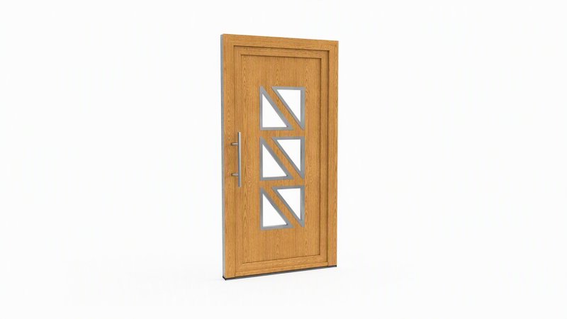 Porte d'entrée bois modèle 005 sur mesure — dessin du modèle, chêne verni