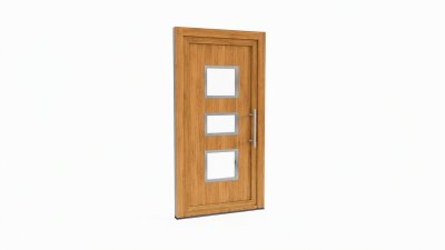 Porte d'entrée bois modèle 007 sur mesure — dessin du modèle, chêne verni