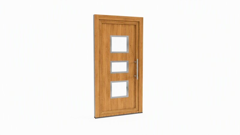 Porte d'entrée bois modèle 007 sur mesure — dessin du modèle, chêne verni