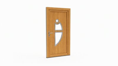 Porte d'entrée bois modèle 008 sur mesure — dessin du modèle, chêne verni
