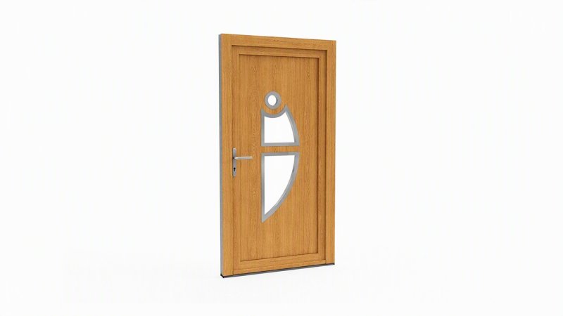 Porte d'entrée bois modèle 008 sur mesure — dessin du modèle, chêne verni