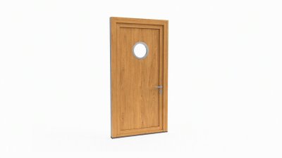 Porte d'entrée bois modèle 010 sur mesure — dessin du modèle, chêne verni
