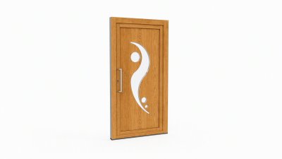 Porte d'entrée bois modèle 011 sur mesure — dessin du modèle, chêne verni