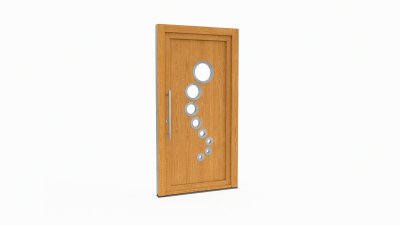 Porte d'entrée bois modèle 012 sur mesure — dessin du modèle, chêne verni