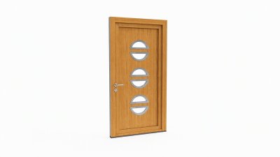 Porte d'entrée bois modèle 013 sur mesure — dessin du modèle, chêne verni