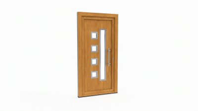 Porte d'entrée bois modèle 014 sur mesure — dessin du modèle, chêne verni