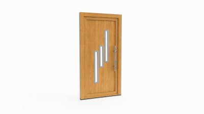 Porte d'entrée bois modèle 015 sur mesure — dessin du modèle, chêne verni