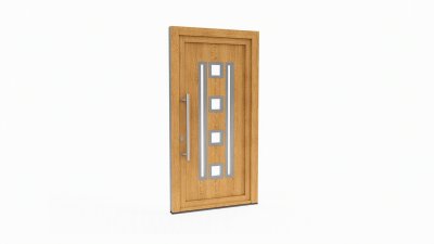 Porte d'entrée bois modèle 016 sur mesure — dessin du modèle, chêne verni