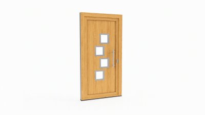 Porte d'entrée bois modèle 018 sur mesure — dessin du modèle, chêne verni