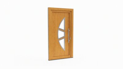 Porte d'entrée bois modèle 019 sur mesure — dessin du modèle, chêne verni
