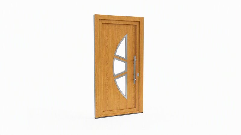 Porte d'entrée bois modèle 019 sur mesure — dessin du modèle, chêne verni