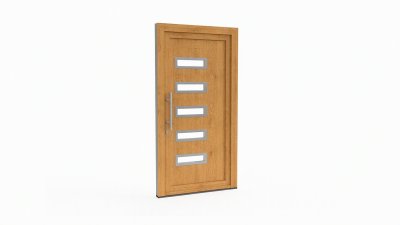 Porte d'entrée bois modèle 020 sur mesure — dessin du modèle, chêne verni
