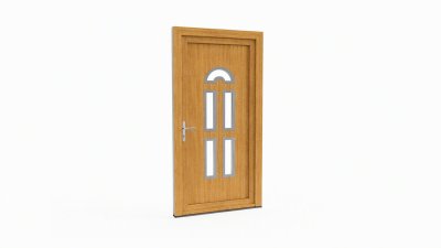 Porte d'entrée bois modèle 021 sur mesure — dessin du modèle, chêne verni