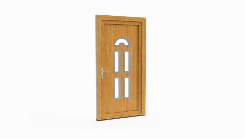 Porte d'entrée bois modèle 021 sur mesure — dessin du modèle, chêne verni