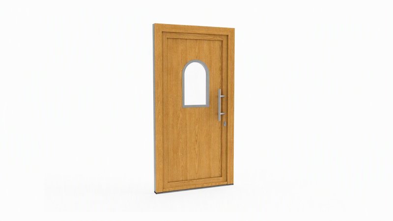 Porte d'entrée bois modèle 022 sur mesure — dessin du modèle, chêne verni