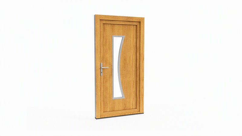 Porte d'entrée bois modèle 023 sur mesure — dessin du modèle, chêne verni