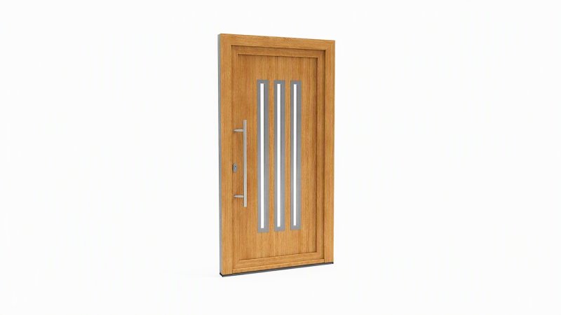 Porte d'entrée bois modèle 024 sur mesure — dessin du modèle, chêne verni