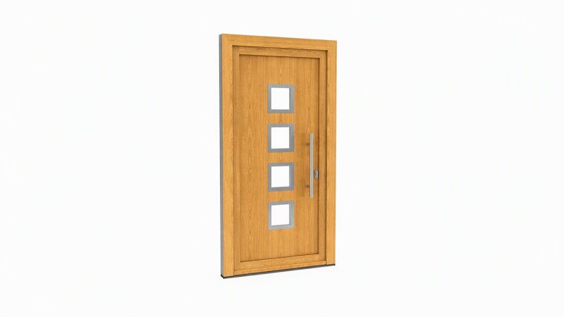Porte d'entrée bois modèle 025 sur mesure — dessin du modèle, chêne verni