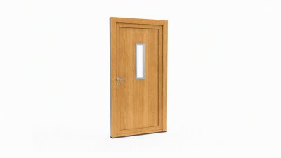 Porte d'entrée bois modèle 026 sur mesure — dessin du modèle, chêne verni