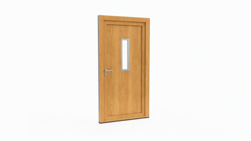 Porte d'entrée bois modèle 026 sur mesure — dessin du modèle, chêne verni