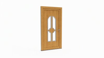 Porte d'entrée bois modèle 027 sur mesure — dessin du modèle, chêne verni