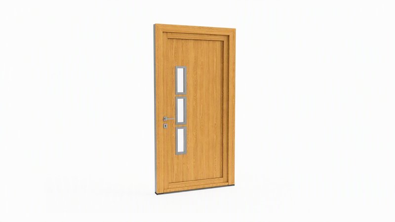Porte d'entrée bois modèle 028 sur mesure — dessin du modèle, chêne verni