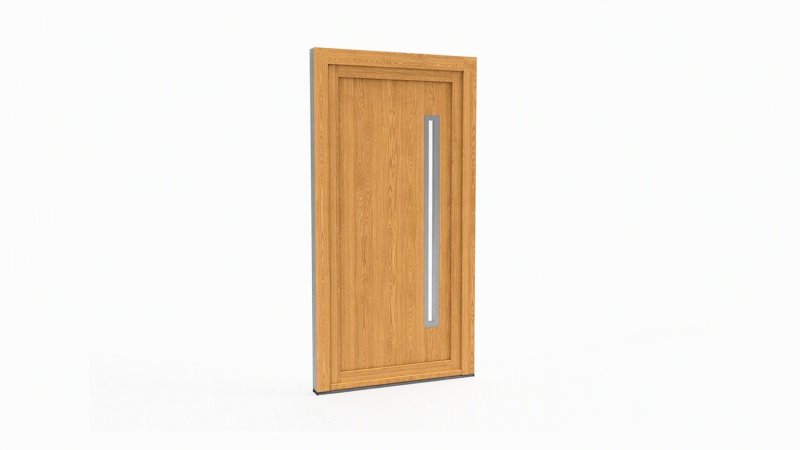Porte d'entrée bois modèle 029 sur mesure — dessin du modèle, chêne verni