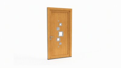 Porte d'entrée bois modèle 031 sur mesure — dessin du modèle, chêne verni
