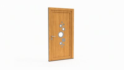 Porte d'entrée bois modèle 032 sur mesure — dessin du modèle, chêne verni