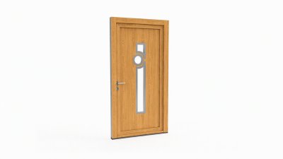 Porte d'entrée bois modèle 033 sur mesure — dessin du modèle, chêne verni