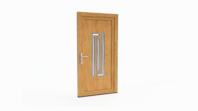 Porte d'entrée bois modèle 034 sur mesure — dessin du modèle, chêne verni
