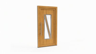 Porte d'entrée bois modèle 035 sur mesure — dessin du modèle, chêne verni