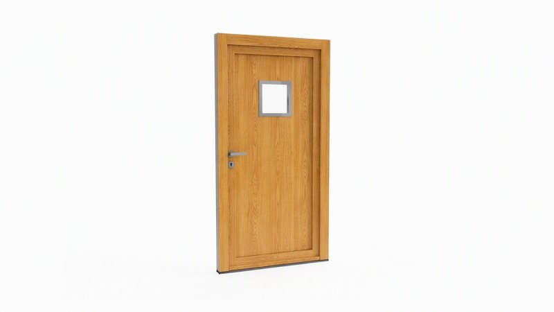 Porte d'entrée bois modèle 037 sur mesure — dessin du modèle, chêne verni