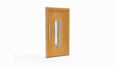 Porte d'entrée bois modèle 038 sur mesure — dessin du modèle, chêne verni