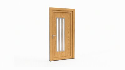 Porte d'entrée bois modèle 039 sur mesure — dessin du modèle, chêne verni