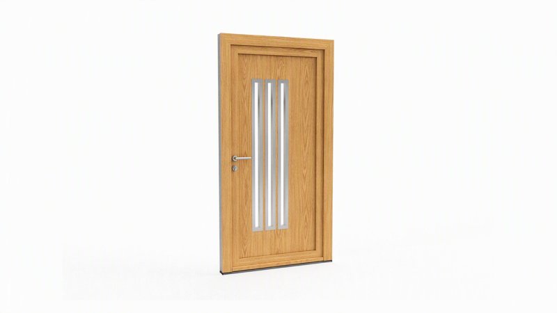 Porte d'entrée bois modèle 039 sur mesure — dessin du modèle, chêne verni