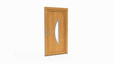 Porte d'entrée bois modèle 040 sur mesure — dessin du modèle, chêne verni