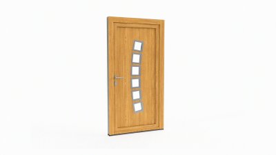 Porte d'entrée bois modèle 041 sur mesure — dessin du modèle, chêne verni
