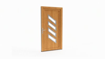 Porte d'entrée bois modèle 043 sur mesure — dessin du modèle, chêne verni