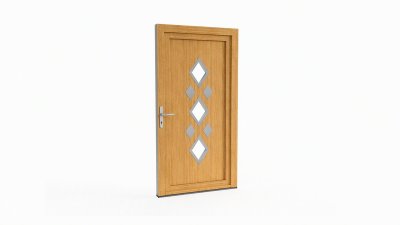 Porte d'entrée bois modèle 044 sur mesure — dessin du modèle, chêne verni