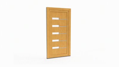 Porte d'entrée bois modèle 045 sur mesure — dessin du modèle, chêne verni