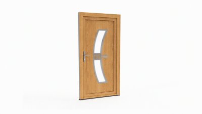 Porte d'entrée bois modèle 047 sur mesure — dessin du modèle, chêne verni